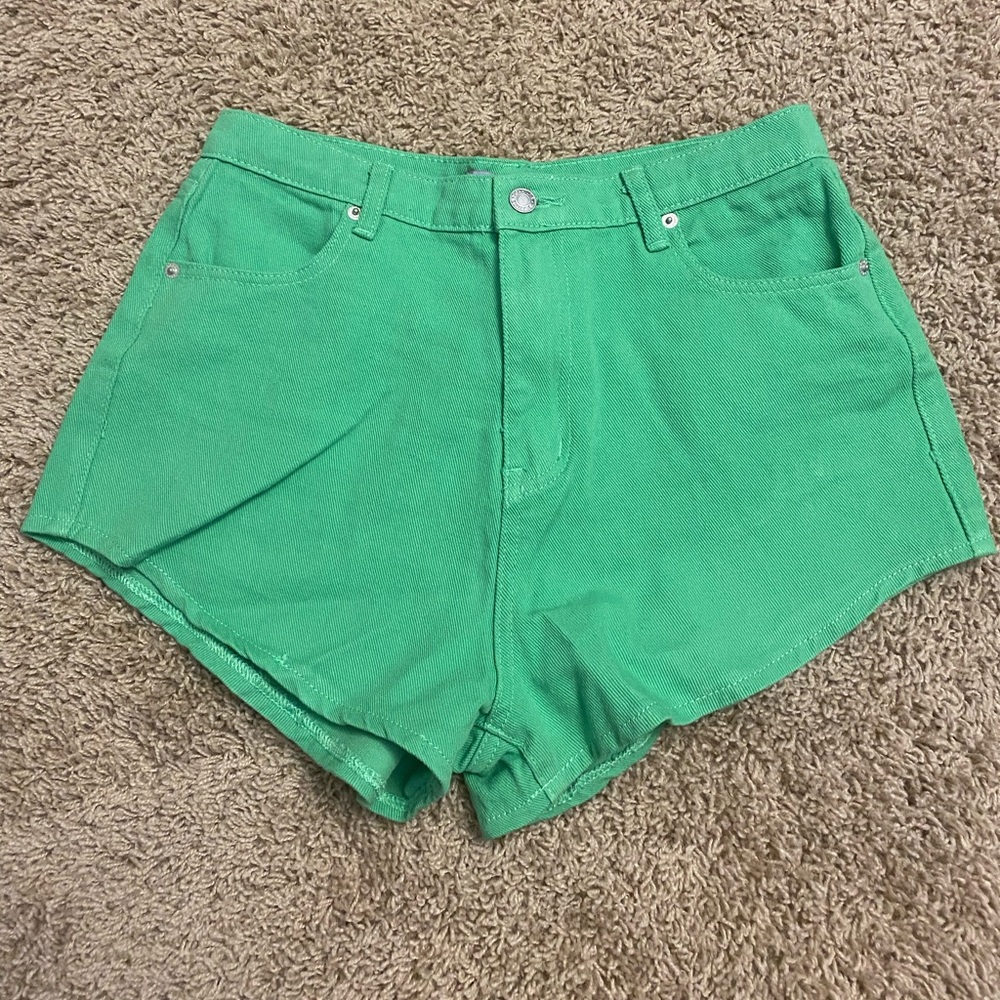Green jean shorts